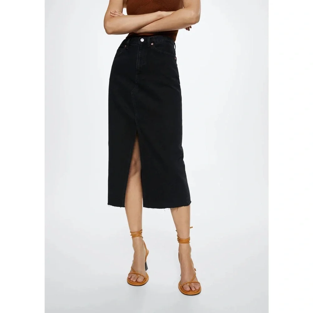 MANGO Skirt 'Anais' in Black Denim - Picture 8 of 14